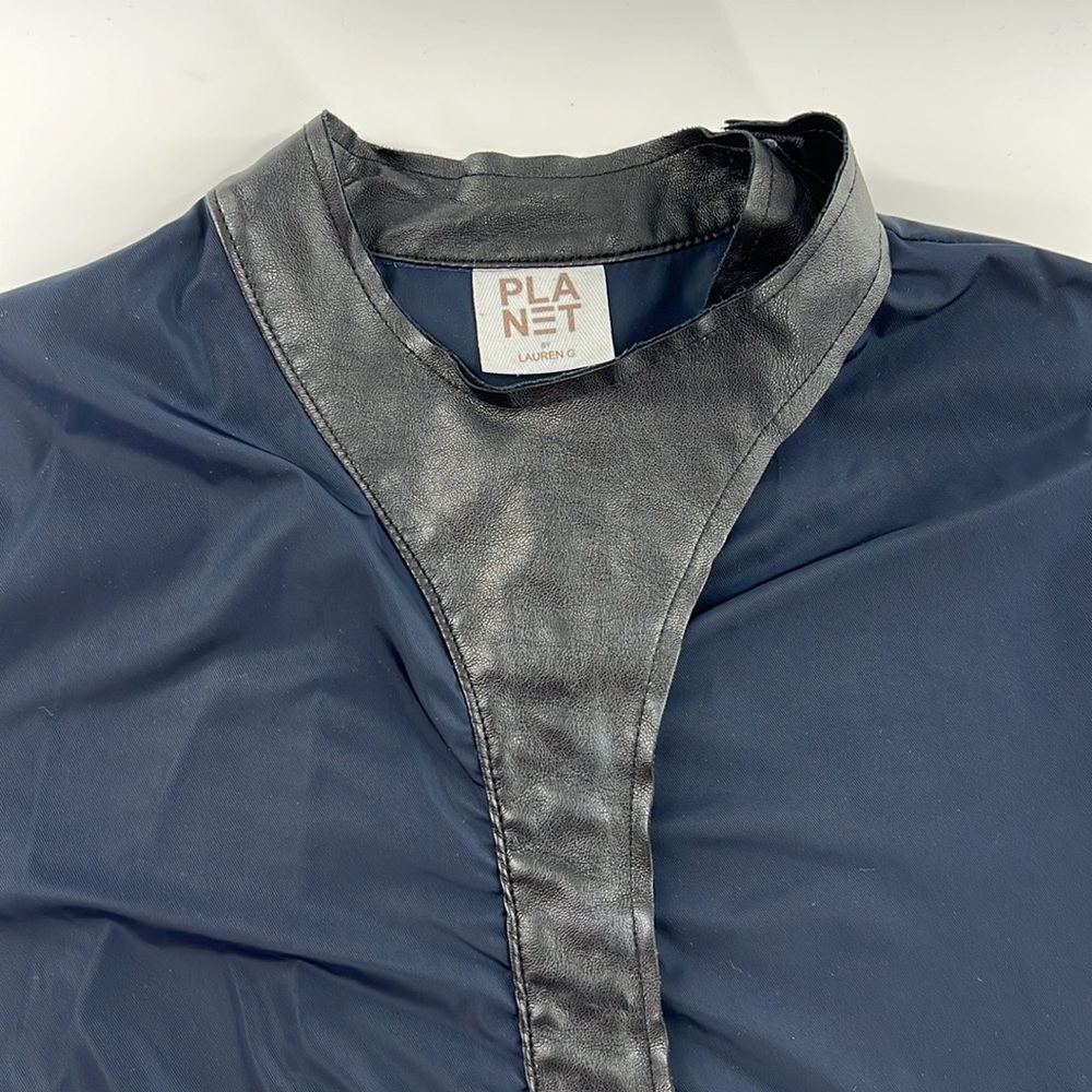 Planet‎ By Lauren G Navy blue Asymmetrical Tunic steampunk faux leather trim  2 - Picture 3 of 9